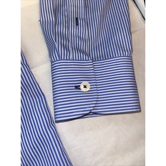 UNTUCKit Mens Large Friulano Shirt Blue On Blue Striped Italian Cotton - Picture 2 of 8